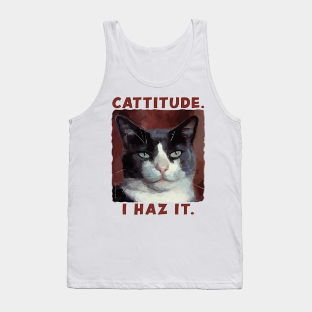 Smug Cat with CATTITUDE Tank Top by jdunster